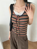 Titan hippie color matching striped vest sleeveless