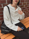 Cove ribbed henley neck long sleeve t-shirt