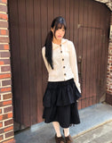 Puan High-Neck Button Knit Cardigan