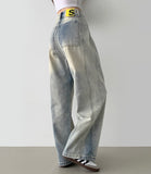 Side Pin Tuck Line Wide Fit Denim Pants