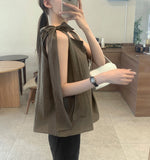 Luxury One Ribbon Strap Halter Neck A-Line Sleeveless Blouse
