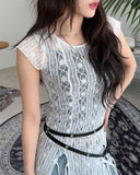 Berry eyelet double long belt