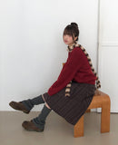 Sodan round neck henley neck loose wool long sleeve knit