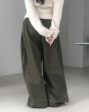 [A/M] Poning Cotton Banding Wide Pants