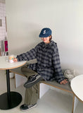 [unisex] Yumei String Hood Over Check Shirt