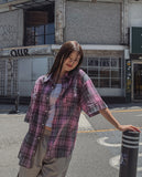 Mid-checkered Overfit Short-Sleeved Shirt