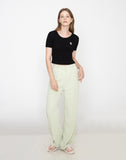 Drawing Smile Embroidery Crop Short Sleeve Knit