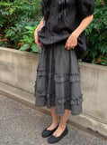 Chiyo Check Frill Tiered Midi Skirt