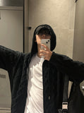 Hugo cable hood knit zip-up