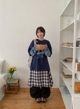 Dabiru Check Banding Layered Skirt
