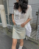 Kiyo Light Blue Mini Skirt