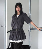 Somel Double Layered Short Sleeve Mini Shirt One Piece