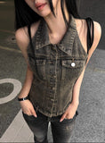 [MADE] Corset Denim Halter Top