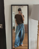 Wiz Button Washed Balloon Denim Pants