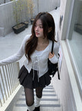 Delrin Ribbon Lace Layered Cardigan T-Shirt