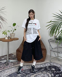Linen graphic bermuda pants