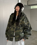 Camo Stud Pocket Two Way Hood Zip-Up