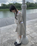 Niche Shirring Crop Hood Long Sleeve T-shirt