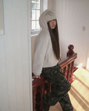 Tsuha Fur Hooded Lining Quilted Loose Fit Zip-Up Jacket