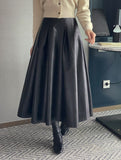 Chase Pleated Leather Long Skirt