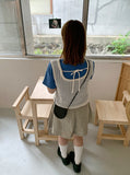Medite U Neck Ribbon Crop Knit Vest