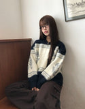 Mulley Nordic Collar Loose Fit Knit Zip-Up