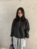 Petans Brushed High Neck Stripe Fleece Sweatshirt