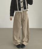 Winter Brushed Thick Cut Banding Wide Cotton Pants