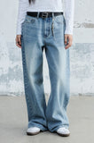 (W) WASHED DENIM PANTS