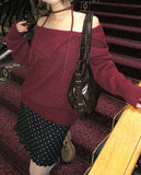 [Strap + Knit SET] Luo Strap Off-Shoulder Wool Knit