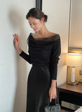Shadov See-Through Shirring Span Tee Blouse