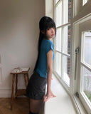 Weben Eyelet Halter Short Sleeve T-shirt