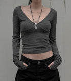 Rose Deep V-Neck Warmer Tee