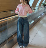 Tokyo Lettering High Neck Color Matching Pink Crop Jersey