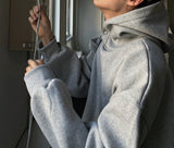 Brushed Snap-Neck Button Hoodie