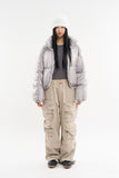 Piping shirring high-neck short padded jumper