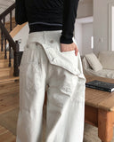 Cottie Flip Back Pocket Curved Cotton Pants