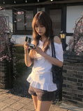 Libby Frill Shirring Off-Shoulder Short Sleeve T-Shirt