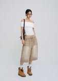 Silky Wrinkle Off-Shoulder Tee