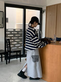 Ichimo banding brushed fleece cargo long skirt