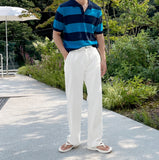 Boucle stripe collar knit