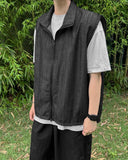 High neck denim vest