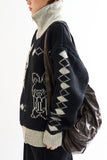 Rabbit knit zip-up sweater