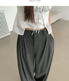 Summer Cooling Cool Pintuck Wide Banding Slacks Pants