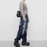 (Unisex) Hinoa Vintage Damage Pants