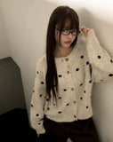 Jupi Dot Round Neck Long Sleeve Knit Cardigan