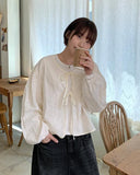 Ryoku Flower Punching Round Ribbon Cardigan