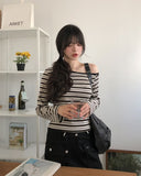 Pouch Multi Stripe One-Shoulder Long Sleeve