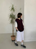 [unisex] Henken Stripe Hood Knit Vest