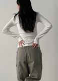 Shirring Collar Slim T-shirt